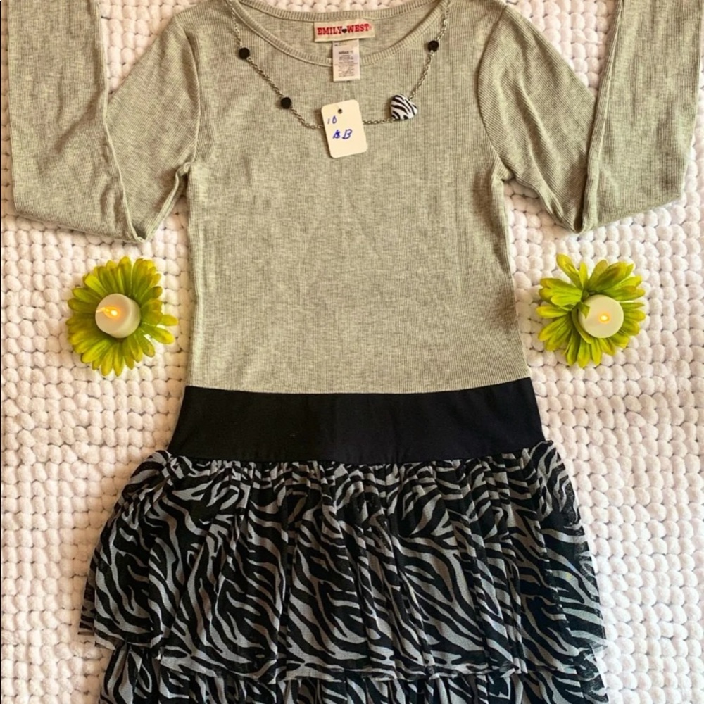 Grey and black zebra print dress Size 10